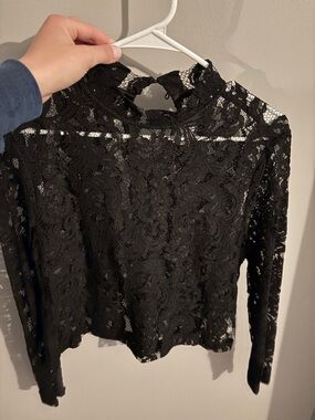 LUUM Black Lace Long-Sleeve Top